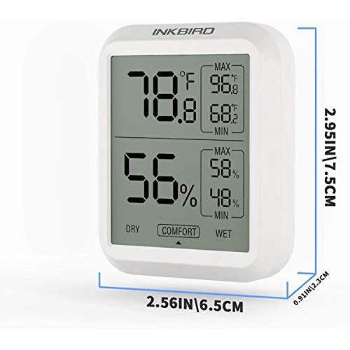 INKBIRD Digital Thermometer Hygrometer ITH-20, Indoor Temperature & Humidity Gauge with Comfort Indicator, High Accuracy, LCD Display, Thermo-hygrometer Ideal for Home, Baby Room, Greenhouse, Reptiles