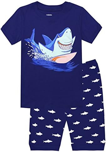 BABEE WELL Shark Pajamas For Boys Cotton 2 Piece Clothes Set Childrens PJS Sleepwears (Blue,5T)