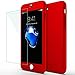 iPhone 7 Plus Case/iPhone 8 Plus Case, AnsTOP Thin Exact-Fit 360 Full Body Case Coverage Protective Dual Layer iPhone Hard Case with Tempered Glass Screen Protector for iPhone 7 Plus, 8 Plus(Red)