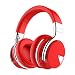COWIN E7 Active Noise Cancelling Bluetooth Headphones with Microphone Deep Bass Wireless Headphones Over Ear, Comfortable Protein Earpads, 30H Playtime for Travel Work TV Computer Phone - Red