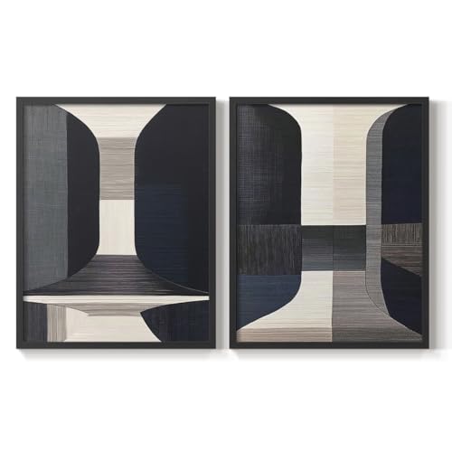 Renditions Gallery Set of 2 Peel & Stick Framed Prints, Abstract Wall Art, Blue…