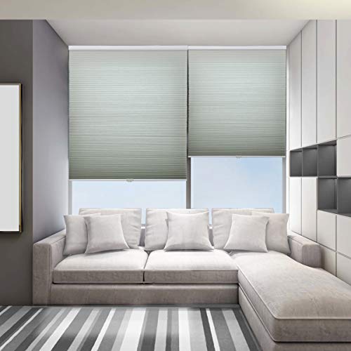 46 by 48 inch Window Blinds and Shades Cellular Cordless Shades Honeycomb Blinds for Home and Office, Grey(Light Filtering)
