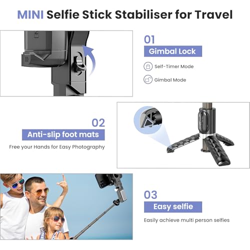 TNW Phone Tripod Gimbal Stabilizer with Fill Light, 2-Axis Antishake Selfie Stick with Wireless Remote, 360° Face/Object Tracking Tripod Stand for Vlogging, Video Recording