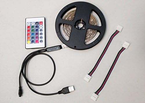 USB LED Strip 6.6 FT 2 Meter RGB 5050 With 24 Key Remote Control White PCB TV Flat Panel Back Lighting Accent Lights