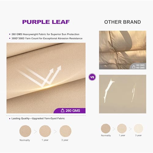 PURPLE LEAF Outdoor Retractable Pergola 10' X 12' Canopy Aluminum, Beige image 27
