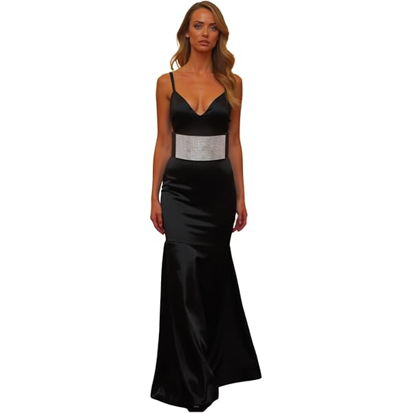 Women Wide Black Stretch Band Fashion Belt Silver Rhinestone Fancy Size S M z044 Women Wide Black Stretch Band Wedding Bridal Belt Silver  main image 4