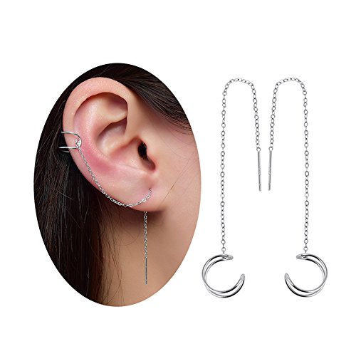 Ear cuff earrings sterling silver cartilage dangle chai…