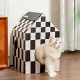 Conlun Cardboard Cat House with Scratching Board Medium 33Lx32Wx50H cm view 6