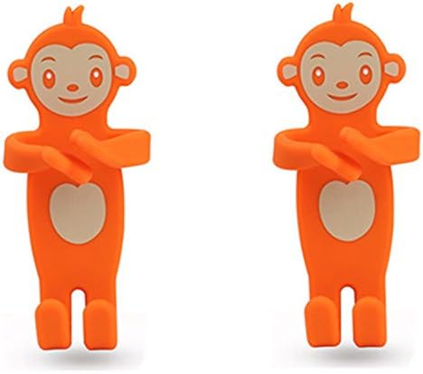 JINGRAN Home Use Silicone Cell Phone Holder Remote Control Holder Wall Outlet Decoration Holder-2 Packs (Orange Monkey)