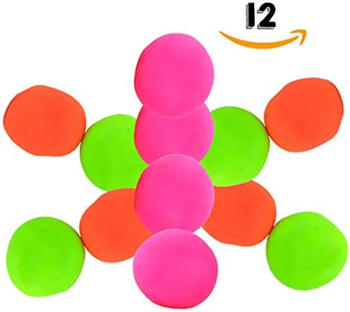 Stress Ball For Kids: Squishy Stretch Balls [12 pack] Pull and Stretch (Green, Orange and Pink) Stress Relief Balls. [Mold it, Squeeze it, Stretch it, Smoosh it] Bouncy Squeezable and Soft.