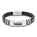 Bemaystar Men's Titanium Stainless Steel Leather Bracelets Chain Link Elegant Wristband Black