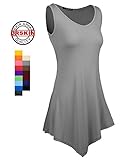 [DRSKIN] WS08 Women Handkerchief Hem Tank Tunic Top (XL, Gray)