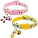 BINGPET Breakaway Cat Collar with Bell, 3 Pack Cat Collars for Girl Cats, Cute Kitty Collars Accessories with Pineapple & Cherry & Strawberry