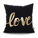 Monkeysell Bronzing Gold Pillow Flannelette Home Pillowcases Throw Pillow Cover Cushion Waist Lumbar Pillow Lips Love Puzzles Pineapple Pattern Design (Square 18 Inches, S155C)