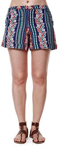Global Desi Womens Boho Printed Shorts X-Small Blue
