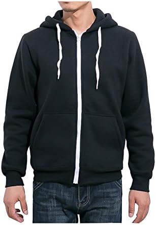 Aomo Love Men's Full-Zip EcoSmart Fleece Hoodie (Medium, Black)