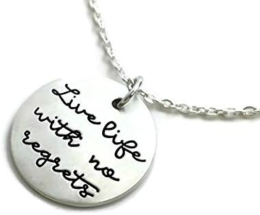 Live Life With No Regrets - Motivational - Inspirational Pewter Necklace - Hand Stamped Jewelry - Personalized Jewelry