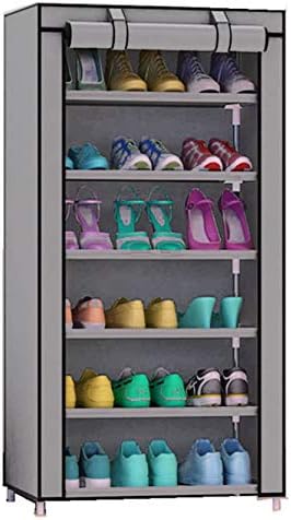 Zemic Iron and Fabric Multi-Purpose Shoe Rack, 6 Layer, Organiser - Grey (Make in India)(Shoes Racks for Home)