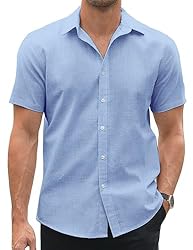 COOFANDY Men's Untucked Shirts Short Sleeve Button