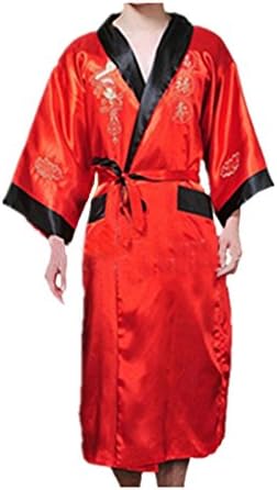 Leright Men's Kimono Robe Dragon Reversible Lingerie Sleepwear Summer Pajamas