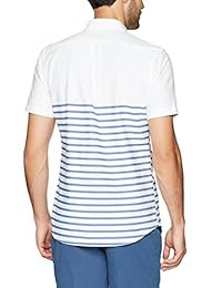 Brand - Camisa Oxford de bolsillo de rayas ajustadas de manga corta para hombre Goodthreads