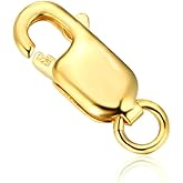 10pcs Adabele Real Yellow Gold Plated Sterling Silver 14mm (0.55 inch) Rectangle Lobster Trigger Clasps Hypoallergenic Nickel Free for DIY Jewelry Making SS250-14