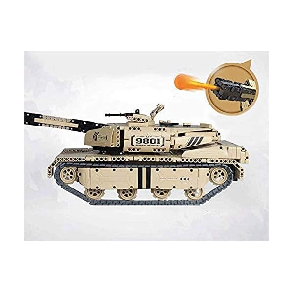 WEHOLY Ferngesteuertes Auto Spielzeug Militärischer Baustein RC Auto Zusammengebauter Panzer Ferngesteuertes Auto… – Bild 6