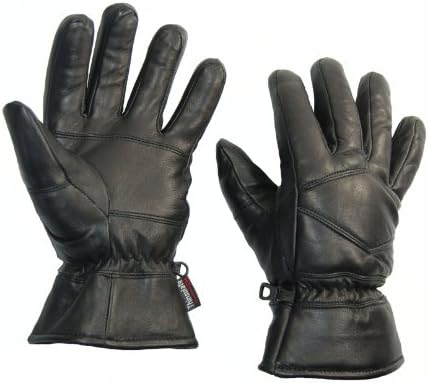 Glove Guys Insulated Easy Rider Leather Motorcycle Gloves (Black, Large)