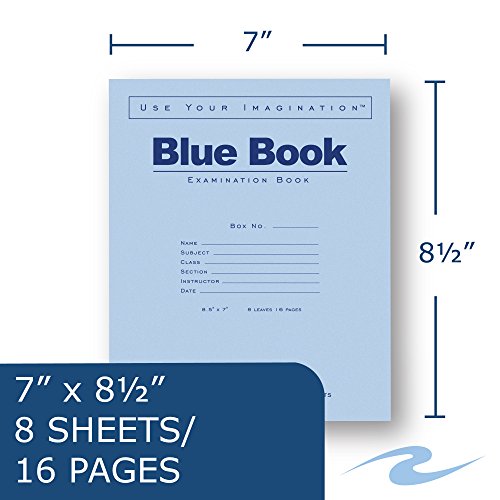 Roaring Spring Blue Exam Book, 8.5" x 7", 8 sheets/16 pages. 10PK