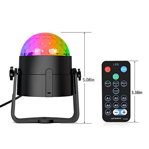 Disco Lights Disco Ball Party Lights Sound Activated, Karrong RGB Strobe Lights DJ Light Rotating Mirror Ball Lighting Effect for Kids Halloween Xmas Birthday Disco Parties Dance Karaoke Decoration