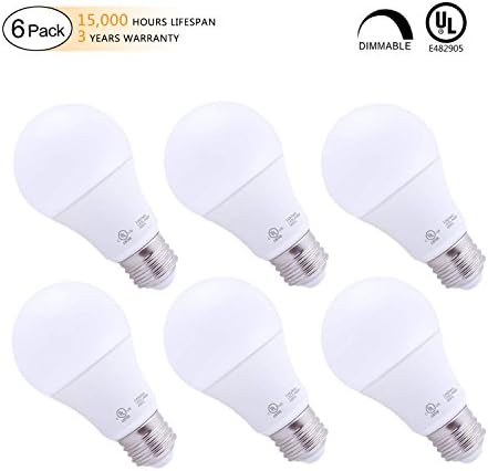 Worbest A19 LED Light Bulb, (60W Equivalent) 10W, 800LM, 2700K(Warm White), E26 Medium Screw Base, Non-Dimmable Light Bulbs, Energy Saving UL - Listed Pack of 6
