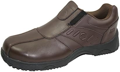 Safety Zone Women's SD Slip-On Steel Toe, Slip/Oil Resistant Work Shoe, Brown (9.5 W)