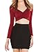 Haola Women's Long Sleeve Crop Tops Deep V Neck Top Tees Short T-Shirts