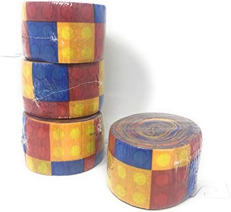 Block Party Buildling Blocks Party Decorations Crepe Paper Streamers (Pack of Four - 200 Feet)