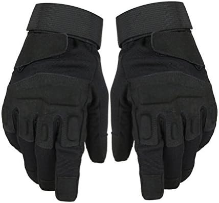 Military Fingerless Glove Tactical Airsoft Gym Workout Cycling Gloves (Black-Long, Large)