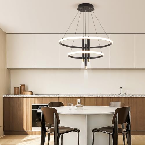 ORANOOR - Lámparas de araña LED negras modernas para comedor, recámara, sala de estar, regulables de 61.0cm, 5250 lm, lámpara colgante de cocina, comedor, lámparas de techo para colgar sobre la