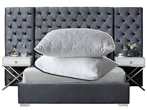 2pk Pair 100% Quilted Waterproof PillowCase Protector Topper Cover, Hypoallergenic, Super Soft -Breathable and Noiseless Pillow Cover Stretches Support size 50x75cm Zipper Pillow Dust Mite Proof