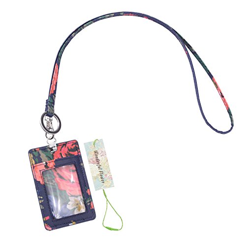 wonderful flower Id Case and Lanyard (Navy Coral)