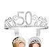 50th Birthday Decorations Party Supplies Birthday Tiara and Sash Black Glitter Satin Sash and Crystal Tiara