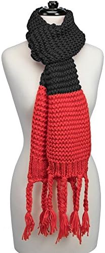 University of Georgia Bulldogs Inspired Red and Black Heavyweight Knit Scarf with Tassels
