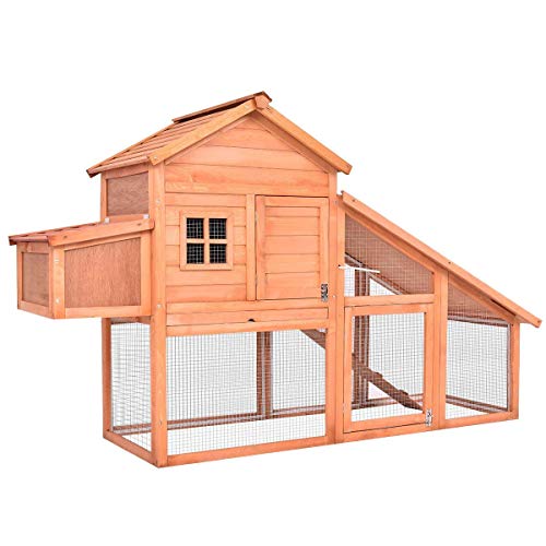 Tangkula Wooden Chicken Coop Large Rabbit Hutch Backyard Garden Wood Pet House Bunny Cage Nest Box Hen House Hutch Wrun 75