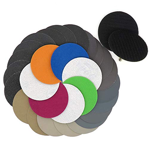 Hook and Loop Discs MASO 800# 3 Inch Polishing Sander Pads, Wet/Dry Hook and Loop Sanding Discs with 75mm Backing Pads - Total 10 Discs