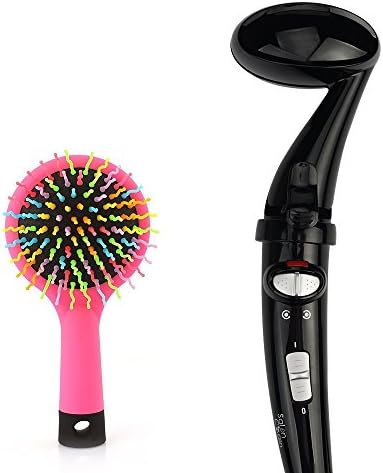 SalonChain 2 in 1 Hair Curler &amp; Straightener, Professional Automatic 30s Instant Heat Curler &amp; Straightener in One Anion Hair Care Anti Scald Iron US Plug, Pink/black