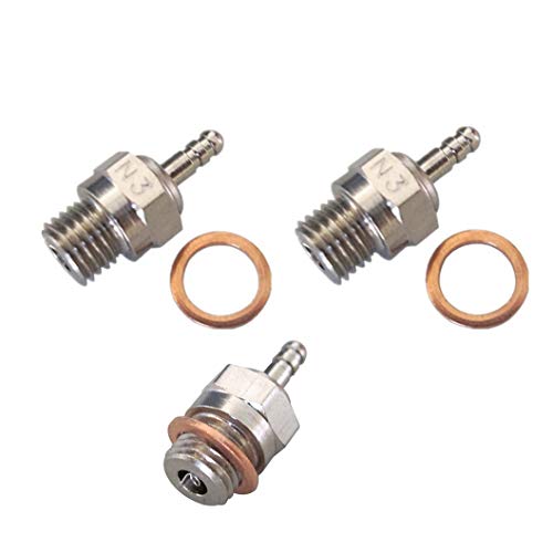 JFtech Hot 70117 Spark Glow Plug No.3 N3 Platinum/Iridium Super Glow-Plug RC HSP Traxxas Nitro Engine Car Truck Buggy (Pack of 3)