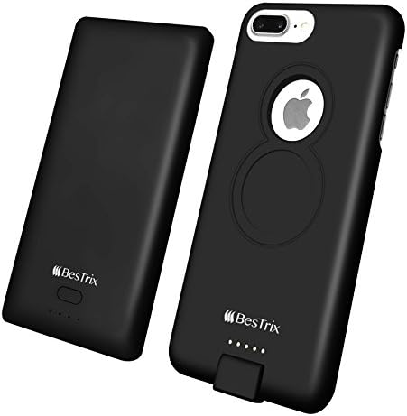 iPhone 8 Plus/7 Plus/6 Plus/6s Plus Battery Case, 5000mAh Capacity Portable Wireless iPhone Charging Case Extended Battery Rechargeable Pack (Black) By BESTRIX …