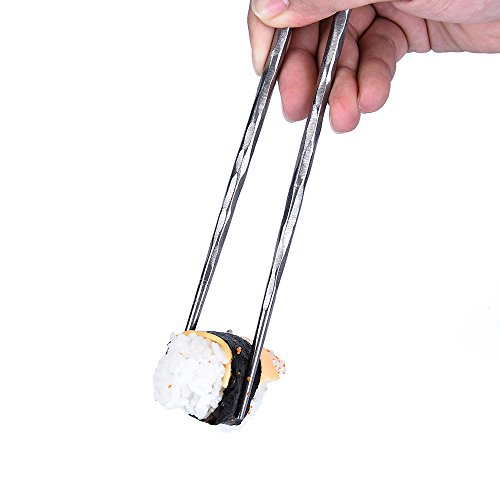 KIZER Titanium Chopsticks for Outdoor Camping Picnic Hiking, Handmade Chopsticks 8.58 Inches Easy to Hold, Silver T309A1