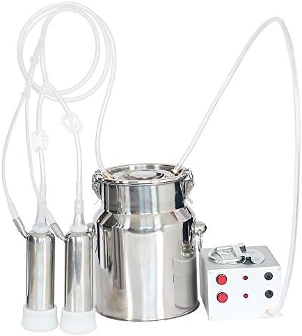 5L 1.3Gal Cow Cattle Portable Milking Machine Pump- Complete Unit to Use, Pulsator Included, Stainless Steel Tank, Food Grade, Easy to Carry