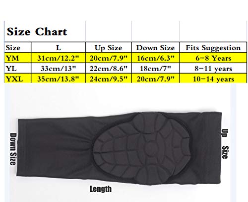 Sports Honeycomb Compression Elbow Pads Guards Protective Gear for Basketball, Baseball, Football, Volleyball, Wrestling, Cycling. for Kids/Youth(6-12 Years) (L)