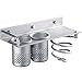 Mefeir 3-in-1 Wall Mount Bathroom Organizer with 2 Cups, Hair Blow Dryer Holder Washroom Shelf Hanging Rack Stand Toothbrush Storage