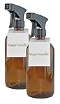 MagJo Naturals Empty Glass Spray bottle 2 pack (BLACK SPRAYER/AMBER BOTTLE)